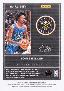 2021-22 Panini One and One - Rookie Jersey Autographs Black #RJ-BHY Bones Hyland Back