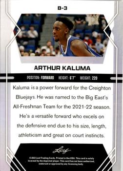 2022-23 Leaf Draft - Gold #B-3 Arthur Kaluma Back