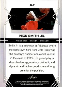 2022-23 Leaf Draft - Gold #B-7 Nick Smith Jr. Back