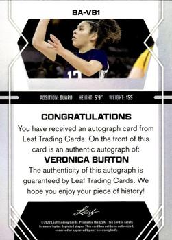2022-23 Leaf Draft - Autographs Purple #BA-VB1 Veronica Burton Back