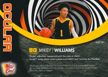 2021-22 Wild Card Alumination - Ocular Single Swirl Orange #AOC-19 Mikey Williams Back