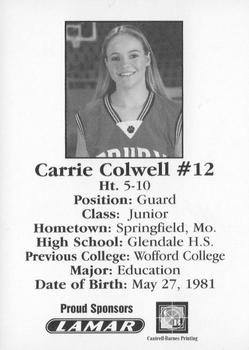 2001-02 Drury University Lady Panthers #NNO Carrie Colwell Back