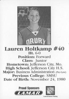 2001-02 Drury University Lady Panthers #NNO Lauren Holtkamp Back