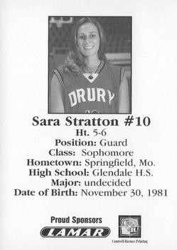 2001-02 Drury University Lady Panthers #NNO Sara Stratton Back