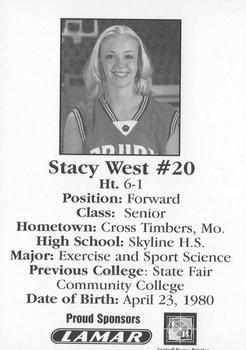 2001-02 Drury University Lady Panthers #NNO Stacy West Back