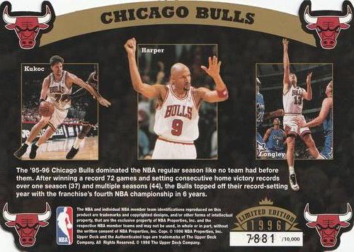 1996 Upper Deck Authenticated Chicago Bulls Fourth NBA Championship #NNO Chicago Bulls Back