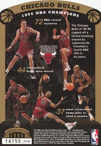 1996 Upper Deck Authenticated Chicago Bulls 1996 NBA Champions #NNO Chicago Bulls Back