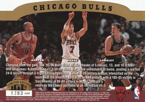 1996 Upper Deck Authenticated Chicago Bulls Best Ever NBA Start #NNO Chicago Bulls Back