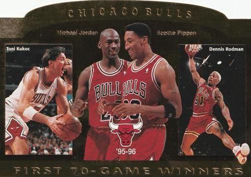 1996 Upper Deck Authenticated Chicago Bulls First 70-Game Winners (SN1000 Gold) #NNO Chicago Bulls Front