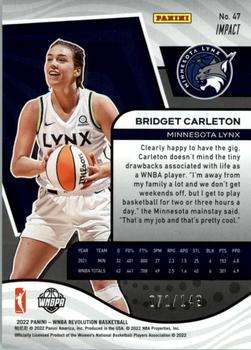 2022 Panini Revolution WNBA - Impact #47 Bridget Carleton Back