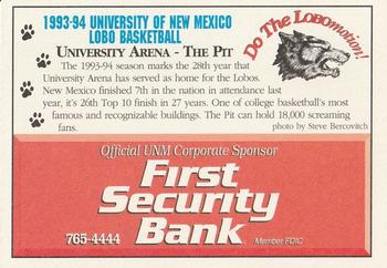 1993-94 New Mexico Lobos #NNO The Pit Back