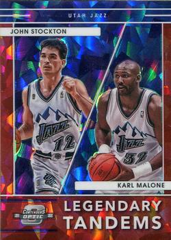 2021-22 Panini Contenders Optic - Legendary Tandems Red Cracked Ice #1 Karl Malone / John Stockton Front