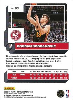 2022-23 Donruss #63 Bogdan Bogdanovic Back