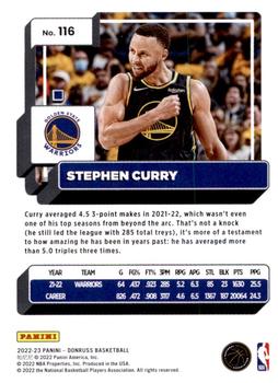 2022-23 Donruss #116 Stephen Curry Back