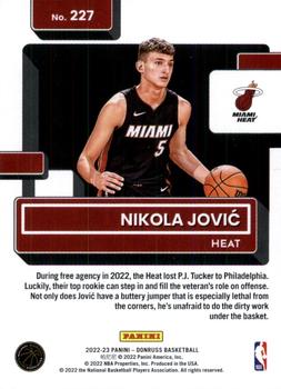 2022-23 Donruss #227 Nikola Jovic Back