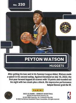 2022-23 Donruss #230 Peyton Watson Back