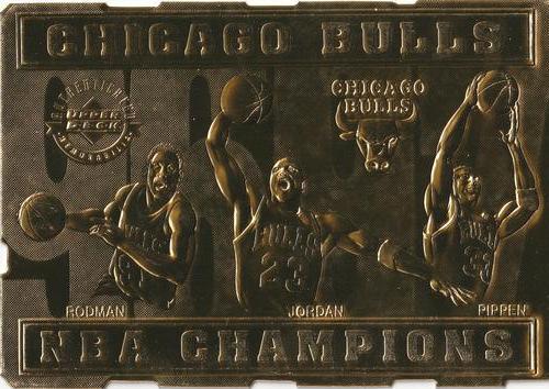 1997 Upper Deck Authenticated NBA Champions 22k Gold #NNO 1997 NBA Champions Front