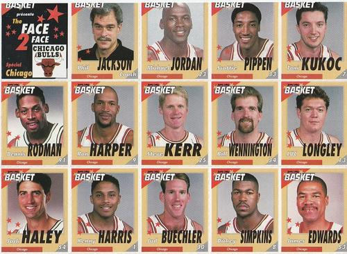 1995 French Sports Action Basket - Face 2 Face Chicago Bulls Panel #NNO Team Sheet Front