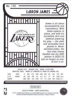 2022-23 Hoops - Purple #170 LeBron James Back