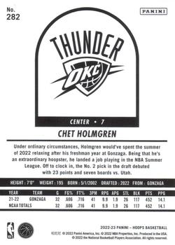 2022-23 Hoops - Blue #282 Chet Holmgren Back