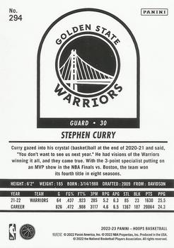 2022-23 Hoops - Blue #294 Stephen Curry Back
