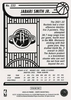 2022-23 Hoops Winter #233 Jabari Smith Jr. Back