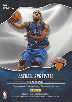 2022-23 Hoops - Hot Signatures #HS-LSW Latrell Sprewell Back