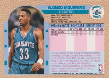 1992-93 Fleer NBA Giant Stars Golden Magazine Perforated #NNO Alonzo Mourning Back