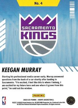 2022-23 Hoops - Arriving Now #4 Keegan Murray Back