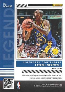 2021-22 Panini Contenders Optic - Legendary Contenders Autographs #LCA-LSP Latrell Sprewell Back