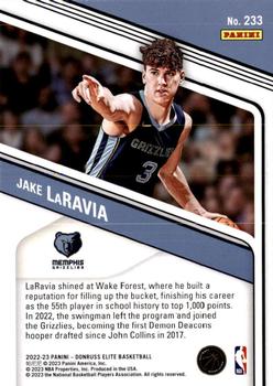2022-23 Donruss Elite #233 Jake LaRavia Back