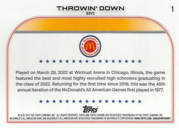 2022 Topps Chrome McDonald's All American #1 Throwin' Down Back