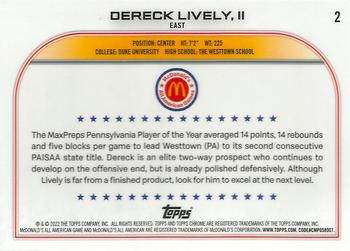 2022 Topps Chrome McDonald's All American #2 Dereck Lively, II Back
