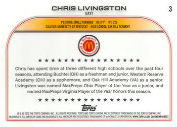 2022 Topps Chrome McDonald's All American #3 Chris Livingston Back