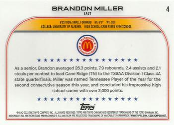 2022 Topps Chrome McDonald's All American #4 Brandon Miller Back