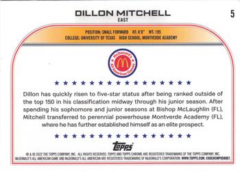 2022 Topps Chrome McDonald's All American #5 Dillon Mitchell Back