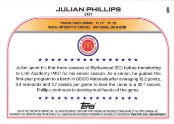 2022 Topps Chrome McDonald's All American #6 Julian Phillips Back
