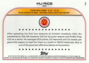 2022 Topps Chrome McDonald's All American #7 MJ Rice Back