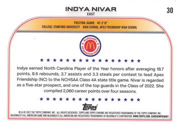 2022 Topps Chrome McDonald's All American #30 Indya Nivar Back