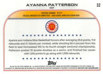 2022 Topps Chrome McDonald's All American #32 Ayanna Patterson Back