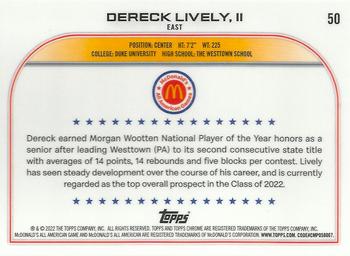 2022 Topps Chrome McDonald's All American #50 Dereck Lively, II Back