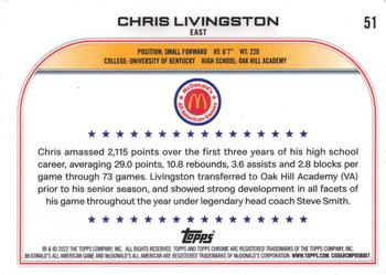 2022 Topps Chrome McDonald's All American #51 Chris Livingston Back