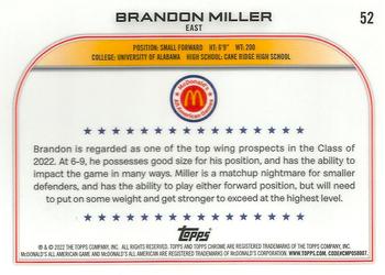 2022 Topps Chrome McDonald's All American #52 Brandon Miller Back