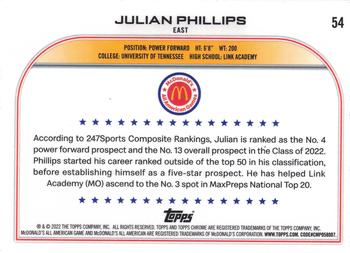 2022 Topps Chrome McDonald's All American #54 Julian Phillips Back