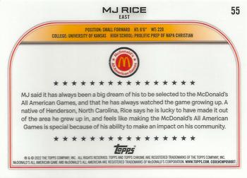 2022 Topps Chrome McDonald's All American #55 MJ Rice Back