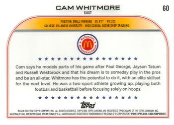 2022 Topps Chrome McDonald's All American #60 Cam Whitmore Back