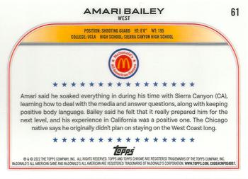 2022 Topps Chrome McDonald's All American #61 Amari Bailey Back