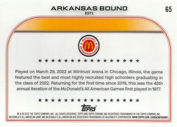 2022 Topps Chrome McDonald's All American #65 Arkansas Bound Back