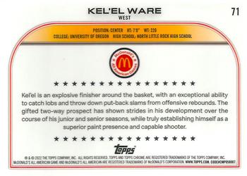 2022 Topps Chrome McDonald's All American #71 Kel'el Ware Back