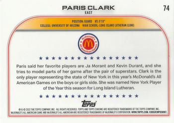 2022 Topps Chrome McDonald's All American #74 Paris Clark Back